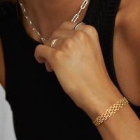 9MM Gold Color Metal Thick Chain Link Bracelets for Women Girls Wrist Gift Jewelrypulsera femenina