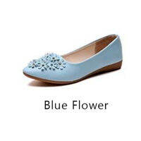 New Wedges Shoes Soft Bottom Flat Heel Peas Pointed Flowers Shallow Mouth Rhinestone