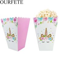 6/8pcs Unicorn Popcorn Boxes DIY Birthday Party Decor Kids Pink Unicorn Party Favors Popcorn Bags Baby Shower Gift Bags Wrapping Gift Wrapping  Bags