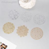 Flower Round Gold Silver Table Place Mat Luxury Hollow Out Placemat Cup Mug Wedding Tea Dish Coaster Christmas Doily Kitchen