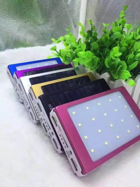 Solar Power Bank Dual USB Portable Solar Charger Universal Power Bank with LED Lights Lazada PH