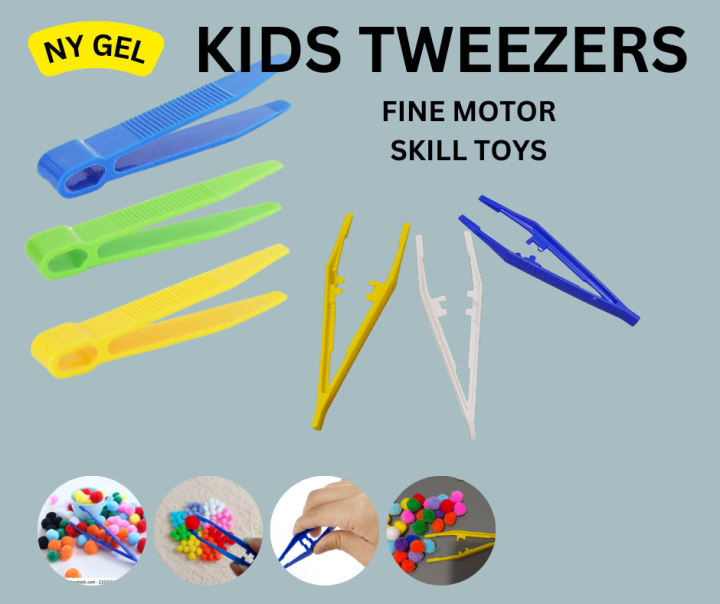 Kids Plastic Tweezers 3 Assorted Colors Craft Forceps Tools for
