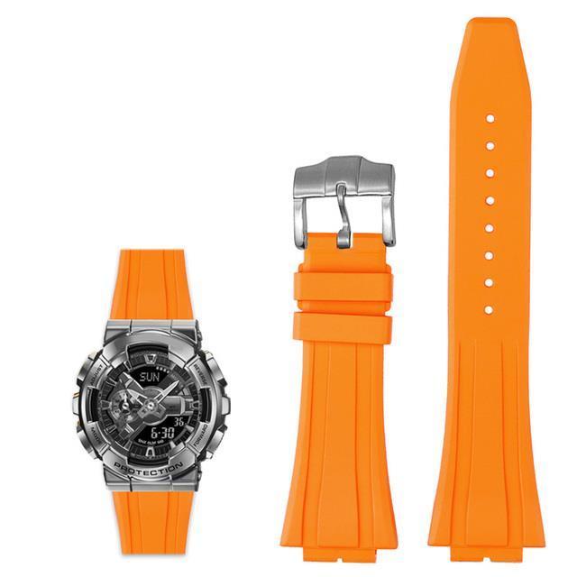 สายนาฬิกายางฟลูออโรเกรดพรีเมี่ยมสำหรับ-casio-g-shock-ga-2100-2110-gm-110-gm-5600-สายโลหะอุปกรณ์เสริมหัวเข็มขัดผีเสื้อ