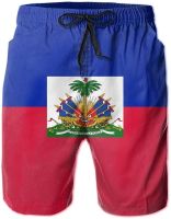 Mens Shorts Haiti Flag Quick-Dry Swim Trunk, Mens Swim Shorts with Mesh Lining