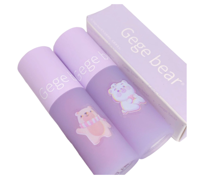 ลิปกลอส Gege Bear gloss Lip Matte Liquid lipstick ฉ่ำวาว ติดทนนาน กันน้ำ ลิปสติก GEGE BEAR หลอดสีม่วง