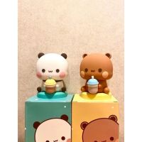 ฟิกเกอร์ Kawaii Panda Bububu Dudu 1/2ชิ้นตุ๊กตาหมีของเล่นแอคชั่นน่ารักที่น่าตื่นเต้นของขวัญวันเกิด