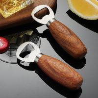 ki【Hot】Stainless Steel Beer Bottle Opener with Wooden Handle Handheld Corkscrew Wine Cans Cap Openers Durable Bar Kitchen Tools