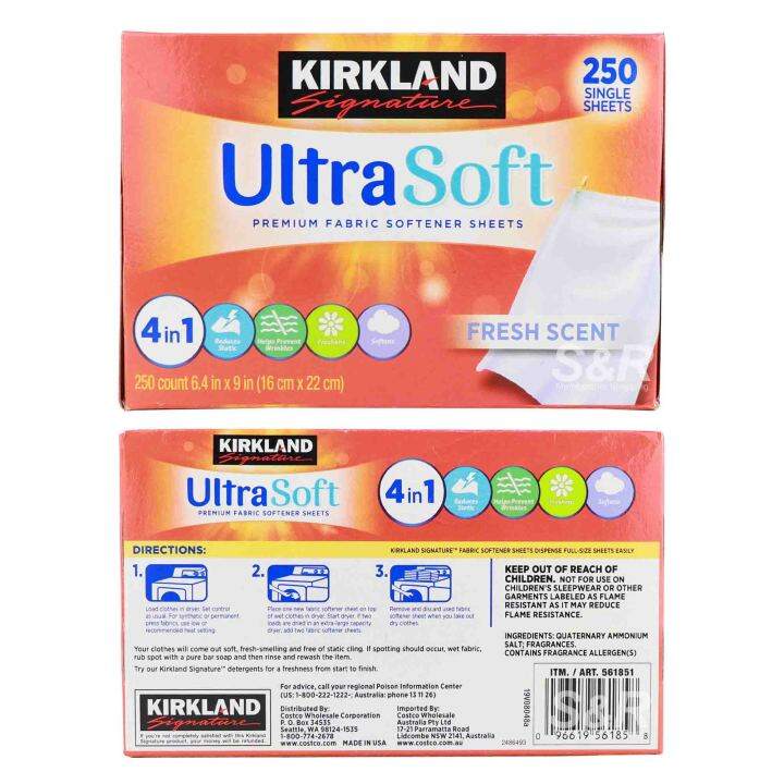 Kirkland Signature Premium Fabric Softener Refreshing Scent 250 sheets