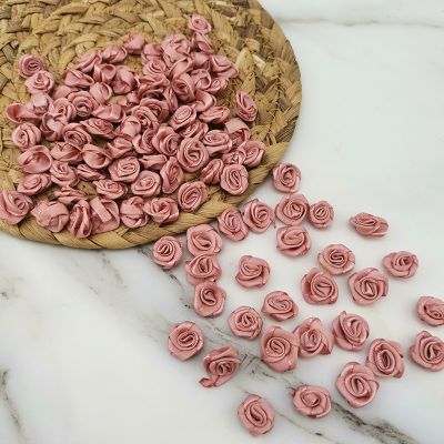 【cw】 (100 Pcs/pack) 10x10mm MiniPinkFlowers Small Size SatinArtificialCraft FestiveDecoration