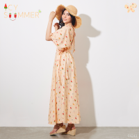 Woman Summer Kaftan Dress - Icy Summer เดรสยาวทรงสวย ผ้าพิมพ์ลายไอศครีม