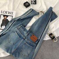 เสื้อแขนยาว Spring American wide-leg jeans womens design Sense high waist Loose straight-leg pants