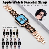 สายนาฬิกาข้อมือ เหล็ก หรูหรา สําหรับ Apple Watch iWatch series 8 7 6 se 5 4 Correa iWatch 45 มม. 41 มม. 38 มม. 42 มม. 40 มม. 44 มม. 〖LYUE〗