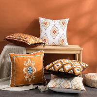 HelloYoung Bohemian Retro Pillow Cover 45x45cm/30x50cm Geometric Printing Throw Pillows Case with Tassels Decorative Pillows Case for Homestay Bedroom Living Room Sofa Light Luxury Waist Pillowcase