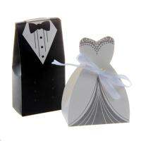 100pcs Tuxedo Dress Groom Bridal Candy Gift Boxes Wedding Party Favour