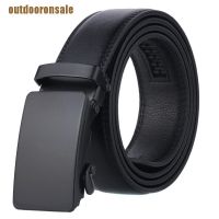 Mens Automatic Buckle Belt Slip Buckle Business Casual Leather Waist Belt