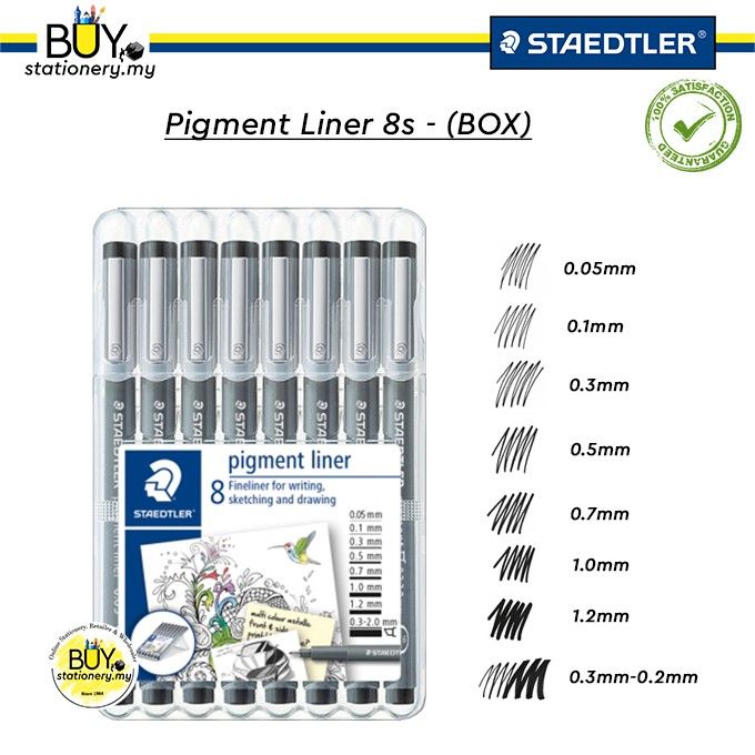 Staedtler Black Pigment Liner Pen 0.05/0.1/0.3/0.5/0.7/1.0/1.2mm