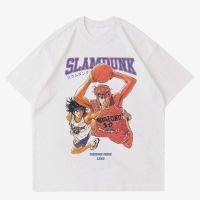 【New】S-4XL เสื้อยืดโอเวอร์ไซส์เสื้อยืด ลายการ์ตูนอนิเมะ SLAM DUNK | เสื้อยืด ลาย VINTAGE BASKETBALL 90s | เสื้อผ้าสีขาว การ์