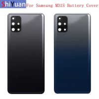 ฝาหลังปลอกหุ้มช่องหลังฝาเคสแบตเตอรี่เหมาะสำหรับ Samsung M31S M317F ฝาหลังปิดโทรศัพท์ที่จับกล้องรูปตัวยูเลนส์พร้อมโลโก้