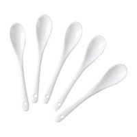 15PCS White Porcelain Egg Spoons Ceramic Spoons Coffee Spoon Dessert Spoon Mocha Dip Serving Spoon