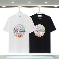 Oversized Lotus Sunset พิมพ์ CASABLANCA T เสื้อ2023ผู้ชายผู้หญิงคุณภาพสูงผ้าฝ้ายนุ่มเสื้อยืดแฟชั่นฤดูร้อน shor แขน