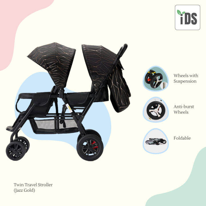 [iDS] Reclining Twin Stroller Double Stroller Dual Stroller Front