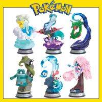 ฟิกเกอร์โปเกมอนแท้ Re-Ment Rayquaza Sylveon Dragapult Bronzong Piplup Oshawott Swing รูปแอคชั่นของเล่น PVC