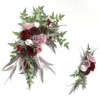 2Pcs Wedding Arch Decoration Corner Flower Home Party Wedding Arrangement Arch Decoration Artificial Flower Row