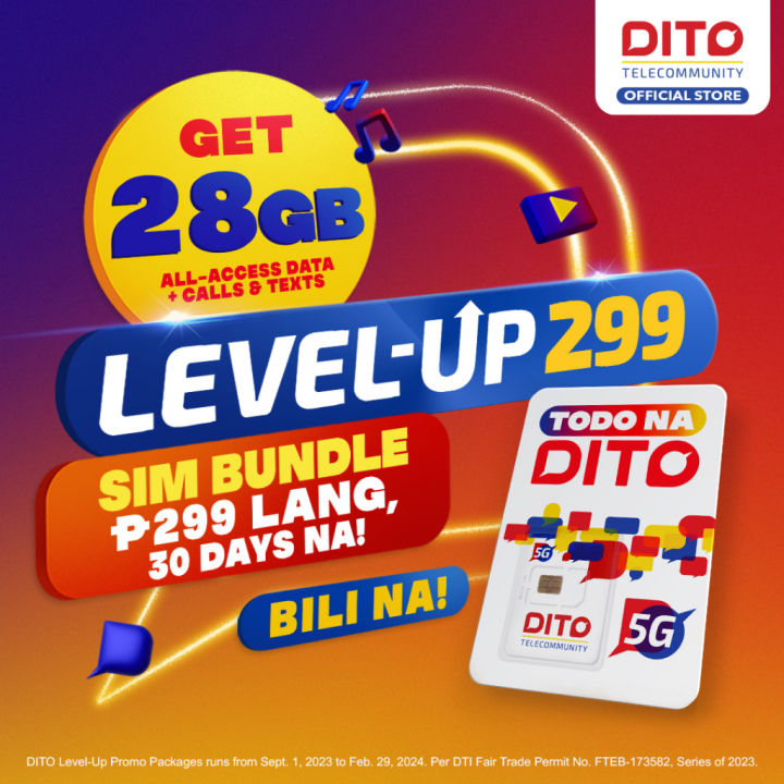 DITO Level-Up SIM Pack 299 with 28GB Data | Lazada PH