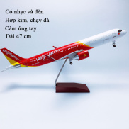 Mô hình máy bay Vietjet A320 KAVY bằng hợp kim có đèn led