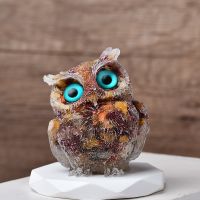 Egg Yellow stone 1 piece Natural Crystal Gravel Owl Animal Crafts With Orgonite Silicone Mold DIY Resin Decorative Hand Made Figurines Home Decorationgif