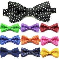 เด็กแฟชั่นผูกโบว์โพลีเอสเตอร์อย่างเป็นทางการเด็กคลาสสิกจุด Bowties ผีเสื้อที่มีสีสันงานแต่งงานสัตว์เลี้ยง Bowtie Tuxedo ผูกเด็ก-RU DAO TRADE