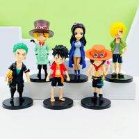 (6ชิ้น/เซ็ต) PVC ฟิกเกอร์แอคชั่นวันพีชตุ๊กตา Zoro Ace เครื่องประดับของเล่นเด็ก