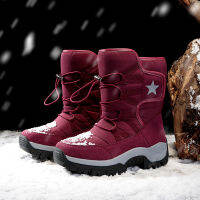 Unisex Snow Boots Pushกลางลูกวัวรองเท้ากันน้ำลื่นรองเท้าบูทฤดูหนาวหนาหนังแพลตฟอร์มWarmรองเท้าขนาดใหญ่35-46