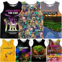 เสื้อกล้ามพิมพ์ Minecraft สำหรับเด็กเสื้อยืดแขนกุด3-13ปีเด็กหญิงเด็กชายเสื้อเบลาส์ของขวัญงานเลี้ยงวันเกิดเสื้อสำหรับทั้งชายและหญิงเสื้อแฟชั่นเกม