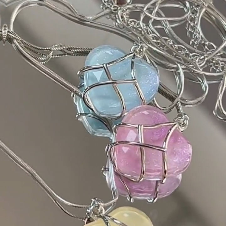 fashionable-choker-necklace-unique-collar-chain-jewelry-acrylic-rhinestone-necklace-cute-blue-pink-necklace-choker-necklace-for-women