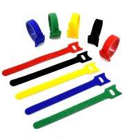 【CW】 50Pcs reusable ties nylon T-shaped velcro with hook and loop finishing tools