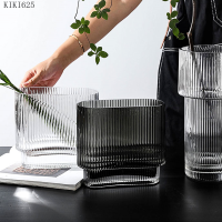 Simple Transparent Glass Striped Vase Bedroom Flower Arrangement Container Household Hydroponic Vase Wedding Art Home Decoration