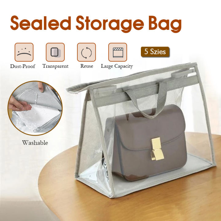 Handbag Storage Handbag Organizer Dust Cover Bag Transparent Anti-dust Purse  Storage Bag for Hanging Closet with Zipper and Handle 