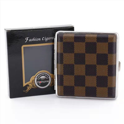 Double-open Leather Ciggarett Case Holder for 20pcs Ciggarete Stainless Steel Tobaco Ciggarettee Box Smking Tools