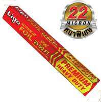 LIGO ALUMINUM FOIL หนา 22 ไมครอน อลูมิเนียมฟอยส์ ขนาดเล็ก 25 ตารางฟุต | 7.6mx30.5cm  ฟอยส์