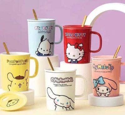 ชุดแก้วกาแฟน่ารัก งานลิขสิทธิ์แท้ Sanrio Character มีฝาปิดพร้อมช้อนสีทอง น่ารักๆ วัสดุเป็นเซรามิค ขนาด 300ML พร้อมส่ง 5 ลาย