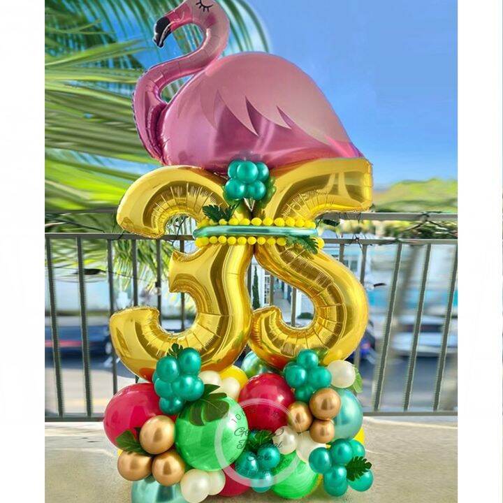 （koko party supplies）55pcsHawaii Theme Party Balloon Set Flamingo