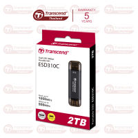 External SSD smallest 2TB : ESD310C Type-A and Type-C connectors : Transcend - รับประกัน 5ปี - มีใบกำกับภาษี