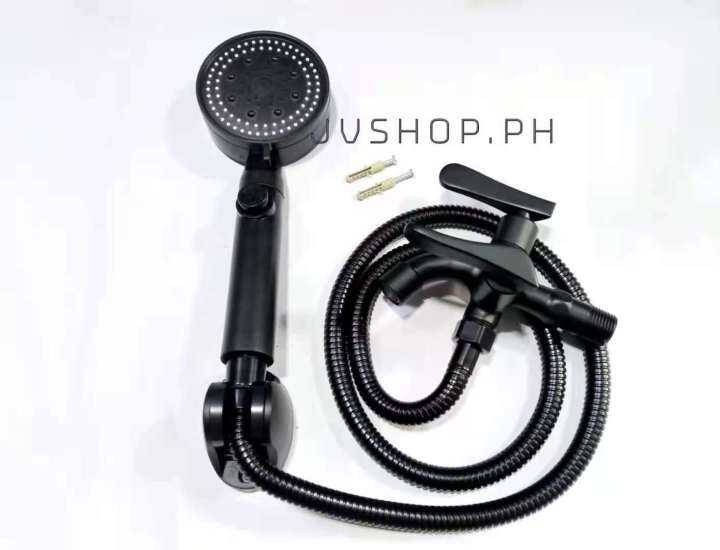 Matte Black 3 Water Function Pressurized Shower Head Hose And Holder