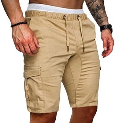 Maiyifu-GJ Men Elastic Waist Outdoor Cargo Shorts Drawstring Relaxed Workout Short Lightweight Multi Pockets Short Pants