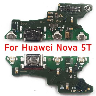 บอร์ดซ่อมโทรศัพท์มือถือ Usb สำหรับ Huawei Nova 5t Nova5t 5 T ชาร์จพอร์ตตัวเชื่อมต่อแบบแท่นยืดหยุ่นอะไหล่สายเคเบิลสำหรับเปลี่ยน