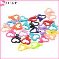 XIANP 50pcs พลาสติกทำจากพลาสติก ตะขอก้ามปูรูปหัวใจ 50ชิ้นค่ะ ตะขอคลิปหนีบ บัตรประชาชน ID สายคล้องตะขอ สำหรับผู้หญิง