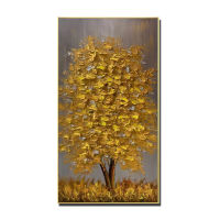 Large Wall Art Handmade Abstract Oil Painting On Canvas Golden Tree Thick Texture Oil Painting For Home Living Room Ho Decor