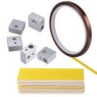 5pcs Aluminum Heater Blocks Hotend + 10pcs Heat Insulation Cotton + 1 Roll Heat Resistant Kapton Tape For MK7 MK8 3D Printer Adhesives  Tape