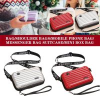 〖Margot decoration〗 1Pc Brush Handbag Mini Makeup Organizer Hard Suitcase Shape Case Fashion Shoulder Bags Handle Pouch Toiletry Bags